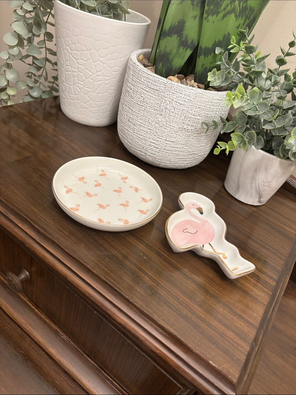 Pink Flamingo Ceramic Trinket Dishes